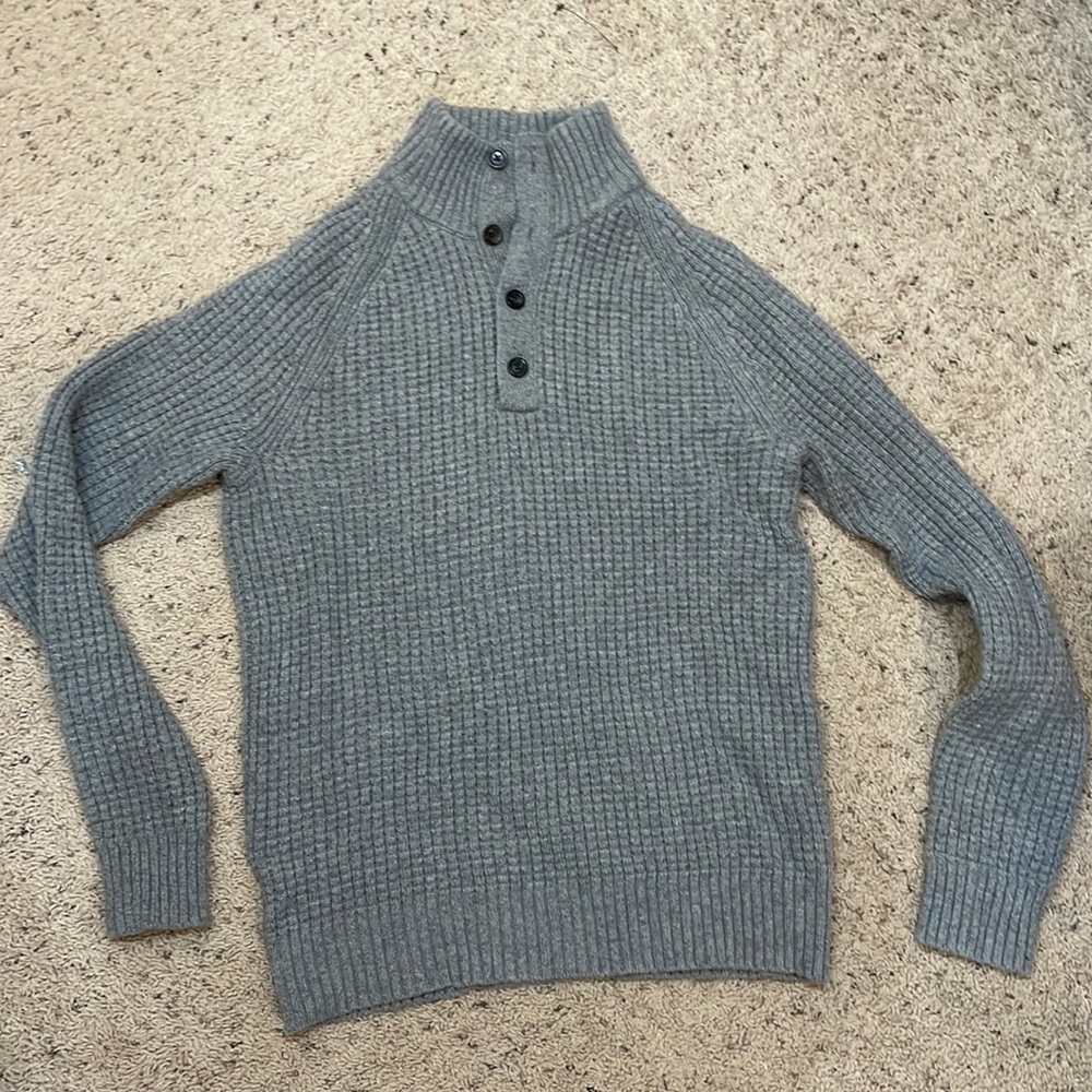 Gap men’s lamb wool gray waffle knit sweater